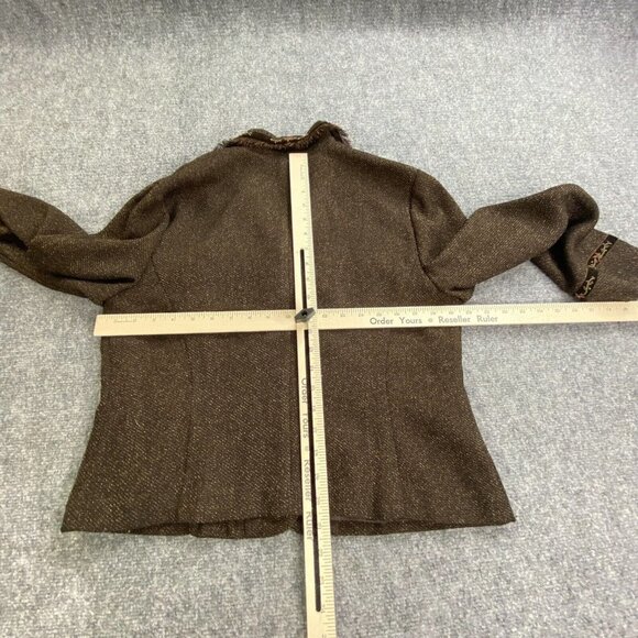 Plaza South Jacket Women 12P Brown shacket Bell sleeves‎ Embroidered details - Picture 10 of 12